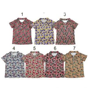 Children Boys Short Sleeve Camo Team Logo Print Polo Shirts Casual T-shirts Toddler Clothes Summer Wear
