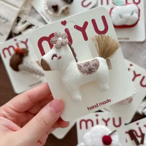 Children Cartoon Horse Lace Hair Clips Cute Fabric Ice Cream Hair Duck Grips Clip for Girl Kids Decoration Jewelry