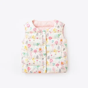 Children Clothes Factory Winter Girls Woolen Wear Flower Vest Baby Cotton Waistcoat