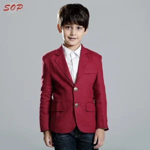 Children Clothing Formal Kids Outfit Linen Blazer Boys Jacket for Autumn Winter or All Year Around