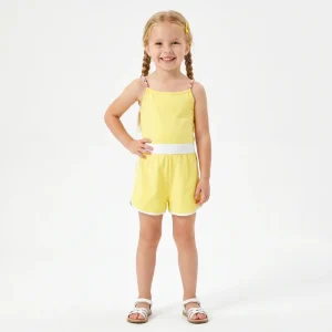 Children Clothing Girls Summer Romper Jumpsuit Yellow Sleeveless Floral Daisy Embroidery Kids Playsuit Outfit Set 2 14Y