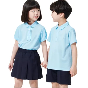 Children Clothing Kids Summer Wear Boys and Girls Uniforms Blue Color Polo Shirt Children School Uniforms
