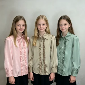 Children Clothing Loose Style Girls Shirts Turn down Collar Chiffon 6 14Y Girl Shirts