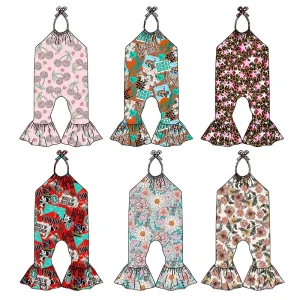Children Clothing One Piece Tie Up Custom Milk Silk Toddler Girl’s Long Jumpsuit 0-16 Years