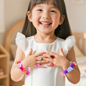 Children DIY Accessories Silicone Bracelet and Ring Set Baby Cartoon Animal Creative Educational Toy Gift