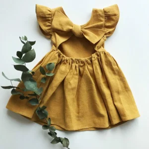 Children Flower Baby Girls’ Dresses Princess Summer Kids Party Clothes Linen Cotton Toddlers Dress Kids Girls Dresses