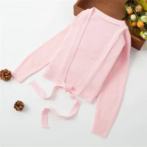Children Girls Acrylic Spandex Dance Practice Wear Black Ballet Wrap Sweater In Stock