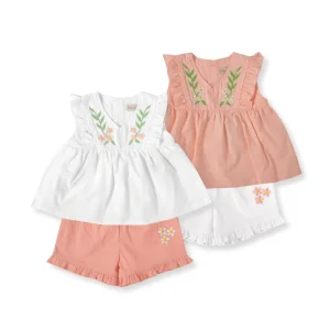 Children Girls Summer Clothing Little Girls Dress Clothes Heart Top Shirt Skirt Two Piece Set Little Girls Clothing Set