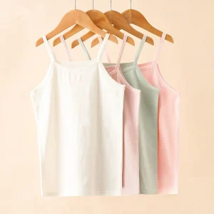 Children Girls Underwear Vest Top Summer Suspenders Cotton Solid Color Toddler Casual Daily Student Kids Waistcoat Undershirt