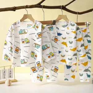 Children Home Clothes Sleepwear Boys Air Conditioning Clothes 2 Pieces Set Pajamas for Kids Boys Pajamas