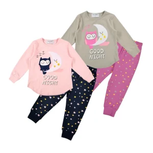 Children Pajamas Cute Owl Sleepwear Pajama Pants Long Sleeve Night Suits for Girls Cartoon Printed Autumn