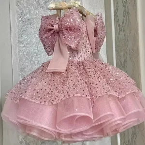 Children Princess Dress One year old Baby Girl Dress Bow Tutu Sequined Princess Dress