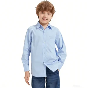 Children School Uniform Boys School Shirt Blue Shirt