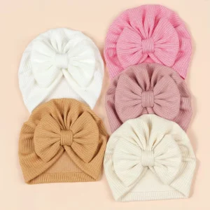 Children Solid Color Baby Girls Headwrap Toddler Kids Bow Hats Newborn Headband Turban for Hair Accessories
