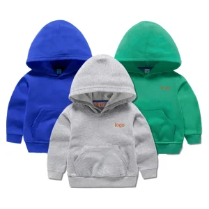 Children Solid Color Blank Sports Hoodie Kids Boys and Girls Cotton French Terry Hoodie
