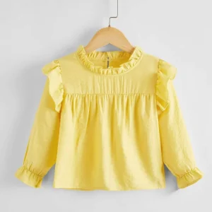 Children Tops for Girls Ruffle Lace Neckline Girls Tops and T-shirt Girls’ Tops Blouse