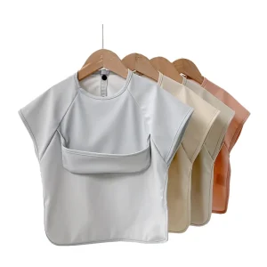 Children Waterproof PU Sleeveless Vest Bibs Oilproof Anti Bacterial Easy Clean Anti Dirt for Kids