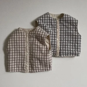 Children’s Autumn and Winter Casual Coat Retro Checkered Double Waistcoat Cotton Vest