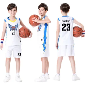 Children’s Basketball Suit Sets Boys Girls Primary Secondary School Breathable Fast Drying Heat Transfer Printed Sports Training