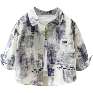 Children’s Boys Fashionable Cotton Lapel Shirt Jacket Spring Autumn New