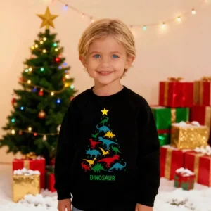 Children’s Boys Girls Casual Knitted Crew Neck Christmas Hoodies 50+ Colors