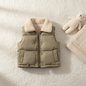 Children’s Boys Girls Thickened Polyester Fleece Vest Outerwear Winter Waistcoat Single Breasted
