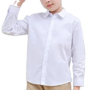 Children’s Boys and Girl’s Polyester Cotton Long Sleeve White School Uniform Shirts