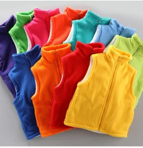 Children’s Casual Breathable Thick Fleece Vest Outerwear Zipper Solid 100% Polyester Spring Autumn Winter Clothing