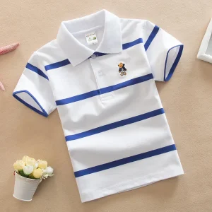 Children’s Clothing 1-15 Years Old Boys Short Sleeve Polo Shirt Korean Summer Tie Dyed Printed 95% Cotton Lapel College Style