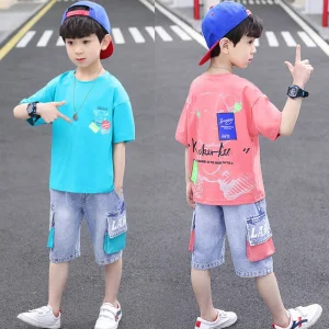 Children’s Clothing Boys’ Summer Suit Handsome Short Sleeved Thin Sportswear