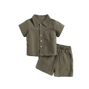 Children’s Clothing Casual Summer 1-6 Year Baby T-shirt 2 Pcs Blocking Shorts Boy Kids Clothes