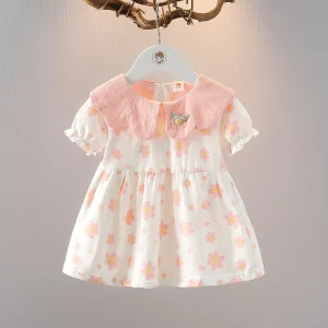 Children’s Clothing Girls Short-sleeved Dresses Pretty Dresses