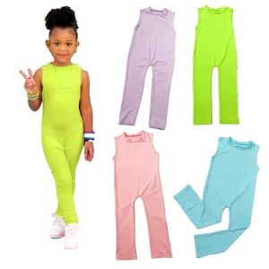 Children’s Clothing New Girls Sleeveless Jumpsuit Fashion Candy Color Kids Summer Clothes Baby Girls’ Rompers