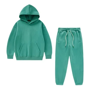 Children’s Clothing Trendy Brand Boys Girls Children’s Set Fleece lined Hooded Pullover Sweatshirt Sweatpants Two piece Set