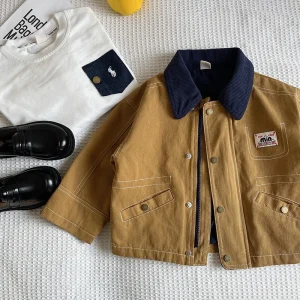 Children’s Cowboy Jacket Spring Autumn Boys’ Workwear Jacket Medium Sized Children’s Jacket