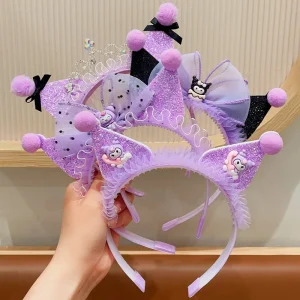 Children’s Cute Hairbands Cartoon Kuromi Mesh Bow Hair Accessories Girls Super fairy Hairpins Sweet Accessories Headbands