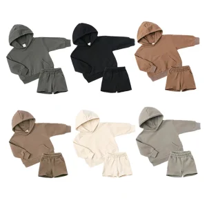 Children’s Fall Latest Fashion Comfortable Hoodie Set Long Sleeve Hoodie Shorts Suit Boys and Girls Custom Sports Leisure Set