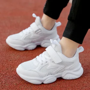 Children’s Fashion Student Sports Shoes Breathable Four Seasons White Boys and Girls Running EVA Midsole