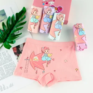 Children’s Girls Cartoon Print Cotton Boxers Panties Sizes M-4XL Made in China Underwear