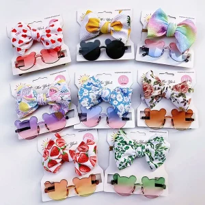 Children’s Hair Accessories Sunglasses Cute Boys Girls Gradient Rimless Cartoon Lovely Heart Animal Shape Glasses