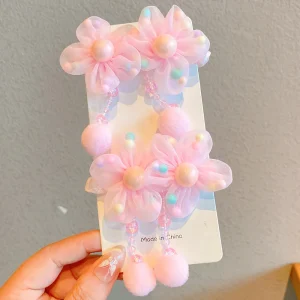 Children’s Hair Ties High Elastic Fashion Sequins Flowers Hair Ropes Sweet Style Hair Accessories Kids