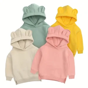 Children’s Hoodie Toddler Boys Plush Hooded Pullover Cute Kids Sweatshirt