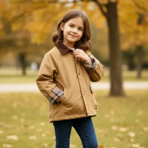 Children’s Jacket Autumn Spring New Boys Girls’ Outerwear British Style Color Block Lapel Trench Coat Casual Versatile