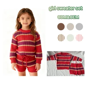 Children’s Knitting Knitwear Toddler Long-Sleeved Sweater Shorts 2Pcs Clothing Set Kids Girl Clothes Girl Knit Sweater Set