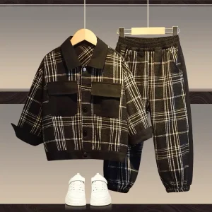 Children’s Leisure Set Boys’ Intelligent Leisure Cotton Jacket with Cartoon Pattern Long Sleeves Autumn and Winter