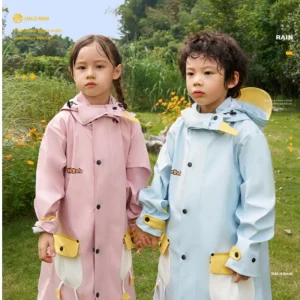 Children’s Lightweight Waterproof Outdoor Jacket for Boys Girls Stand Collar Zipper Breathable pu for Travel Hiking