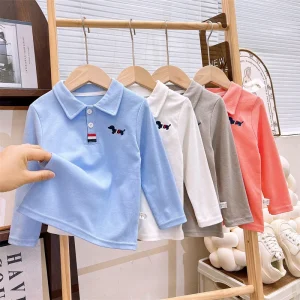 Children’s Long sleeved T shirt Pure Cotton Boys POLO Shirt Baby Bottoming Clothes Girls Tops Children’s Clothing