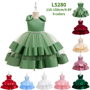 Children’s Multi-Layer Dress Weddings Girls’ Kids Clothing Lace Flower Decorations Tutu Flower Girl Dress
