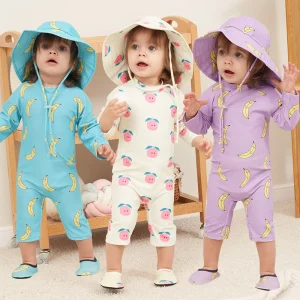 Children’s One-Piece Swimsuit Quick-Drying Baby Surfing Clothing Front Cartoon 3XL for Boys Girls Toddler Swimwear