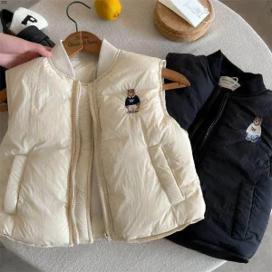 Children’s Padded Vest Boys Winter Jacket Baby Thick Warm Waistcoat Girls Bear Top Kids Padded Jackets